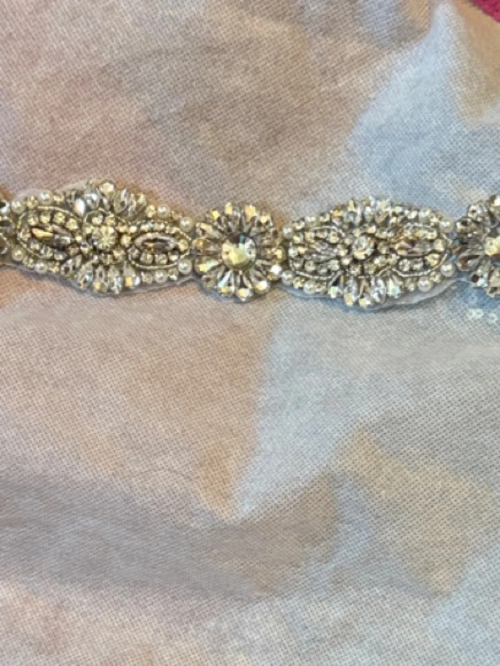 Crystal-Embellished Silver Sash
